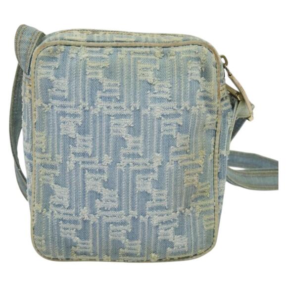 FENDI Zucca Canvas Shoulder Bag Denim Light Blue Gold - Picture 3 of 12